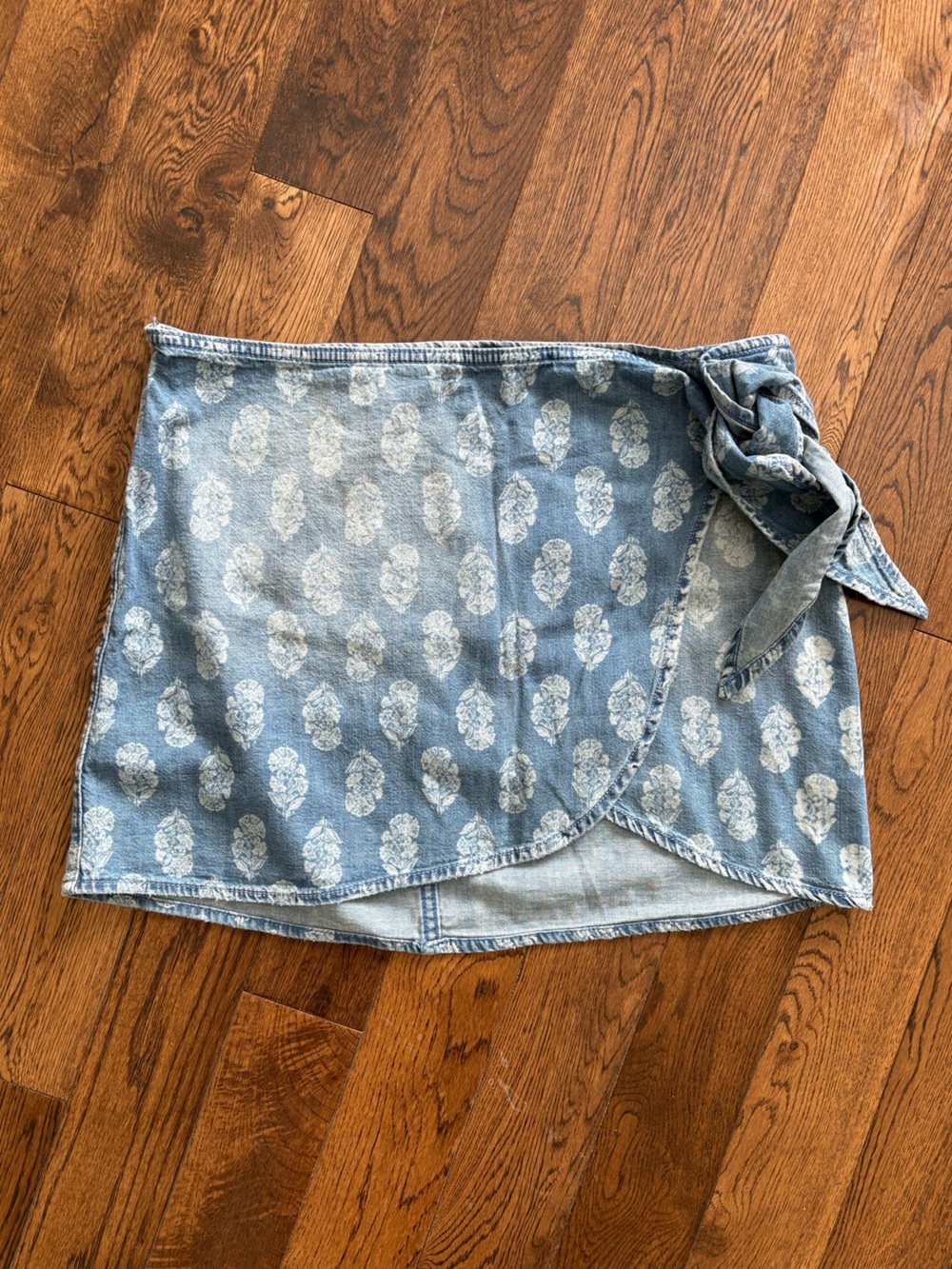Free People Peaches Denim Wrap Mini Skirt Size 6